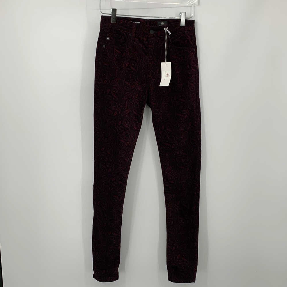 AG Adriano Goldschmied Farrah Skinny velvet corduroy pants jeans paisley new 27